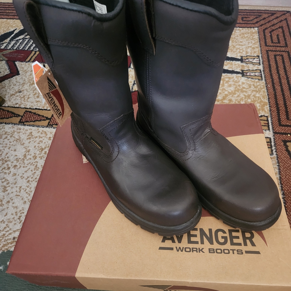 Avenger Men's Dark Brown Leather Steel Toe Boots